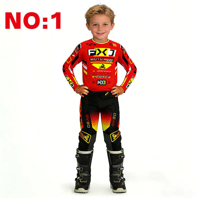 Setelan motocross anak, jersey - Motorcycle Gear Kids ulasan dan harga