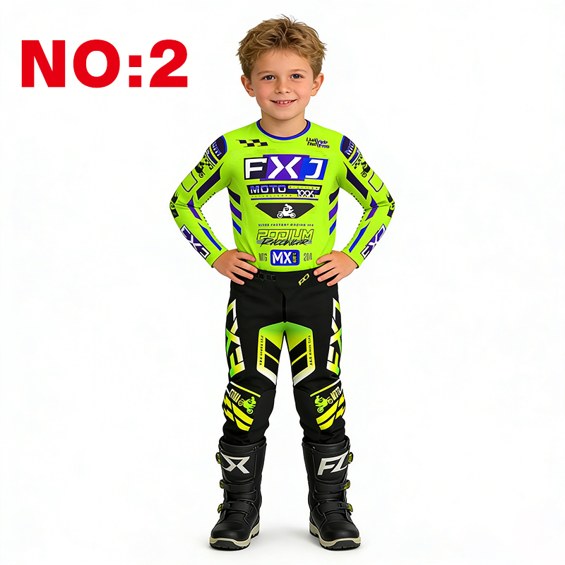 Setelan motocross anak, jersey - Motorcycle Gear Kids ulasan dan harga