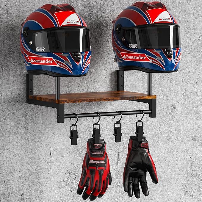 Rak Penyimpanan Helm Kayu untu - Motorcycle Gear Display Rack ulasan dan harga