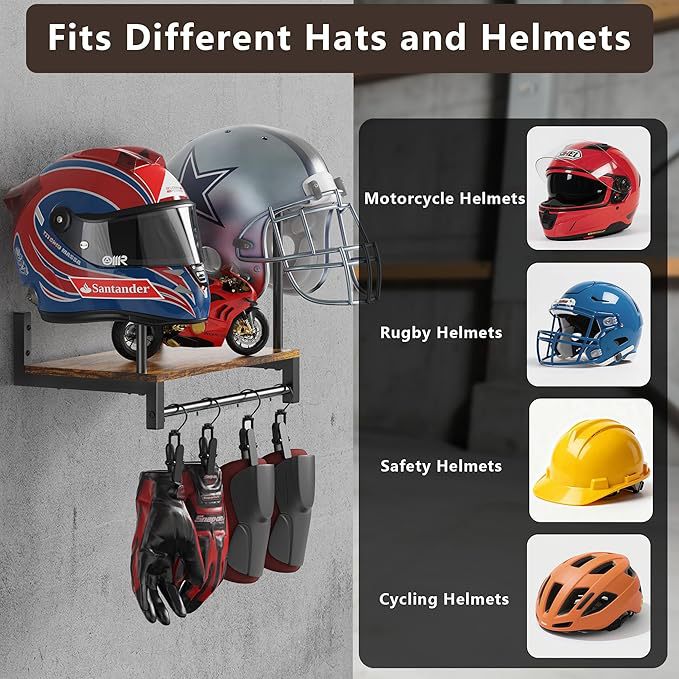 Rak Penyimpanan Helm Kayu untu - Motorcycle Gear Display Rack ulasan dan harga